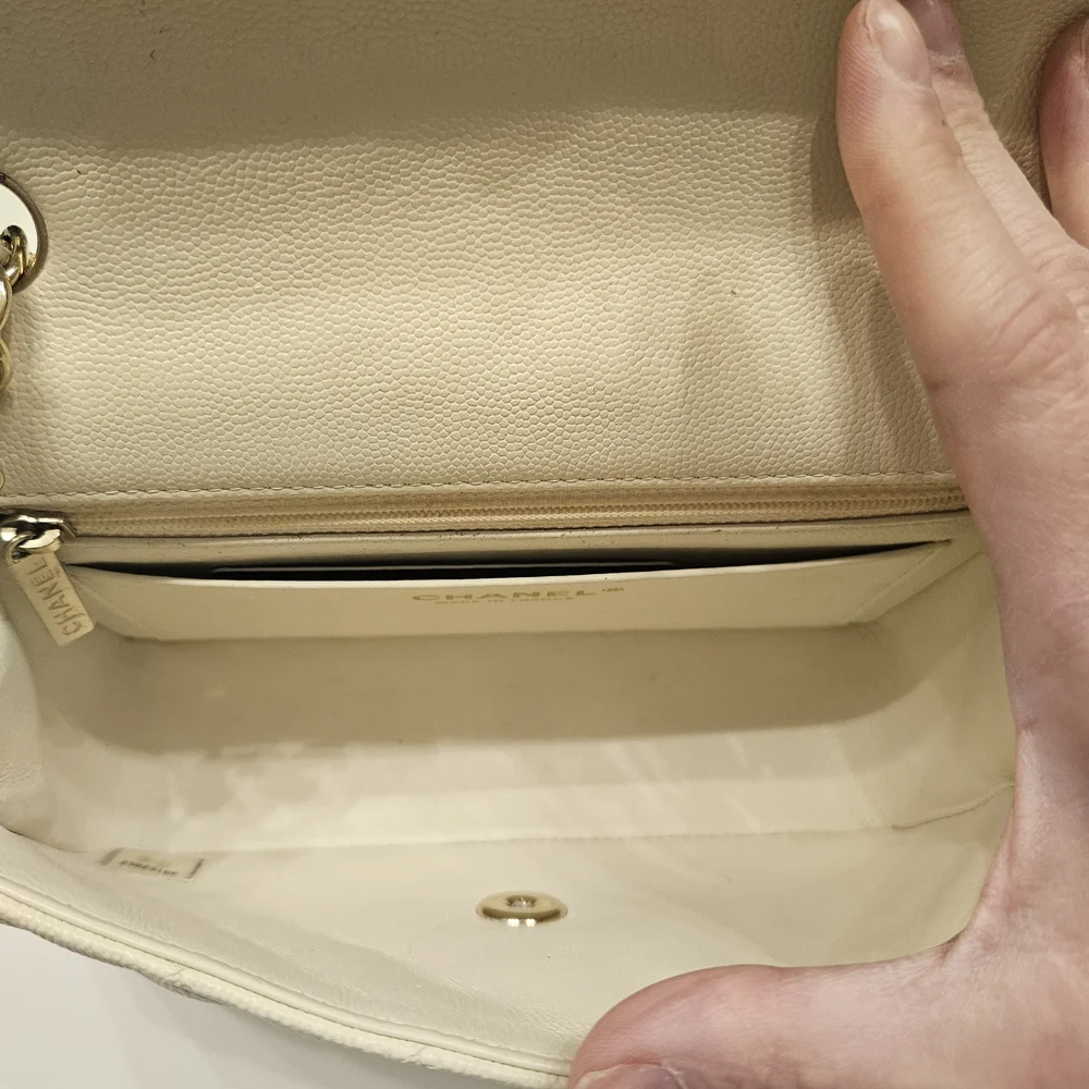 Chanel Cream Caviar Mini Bag